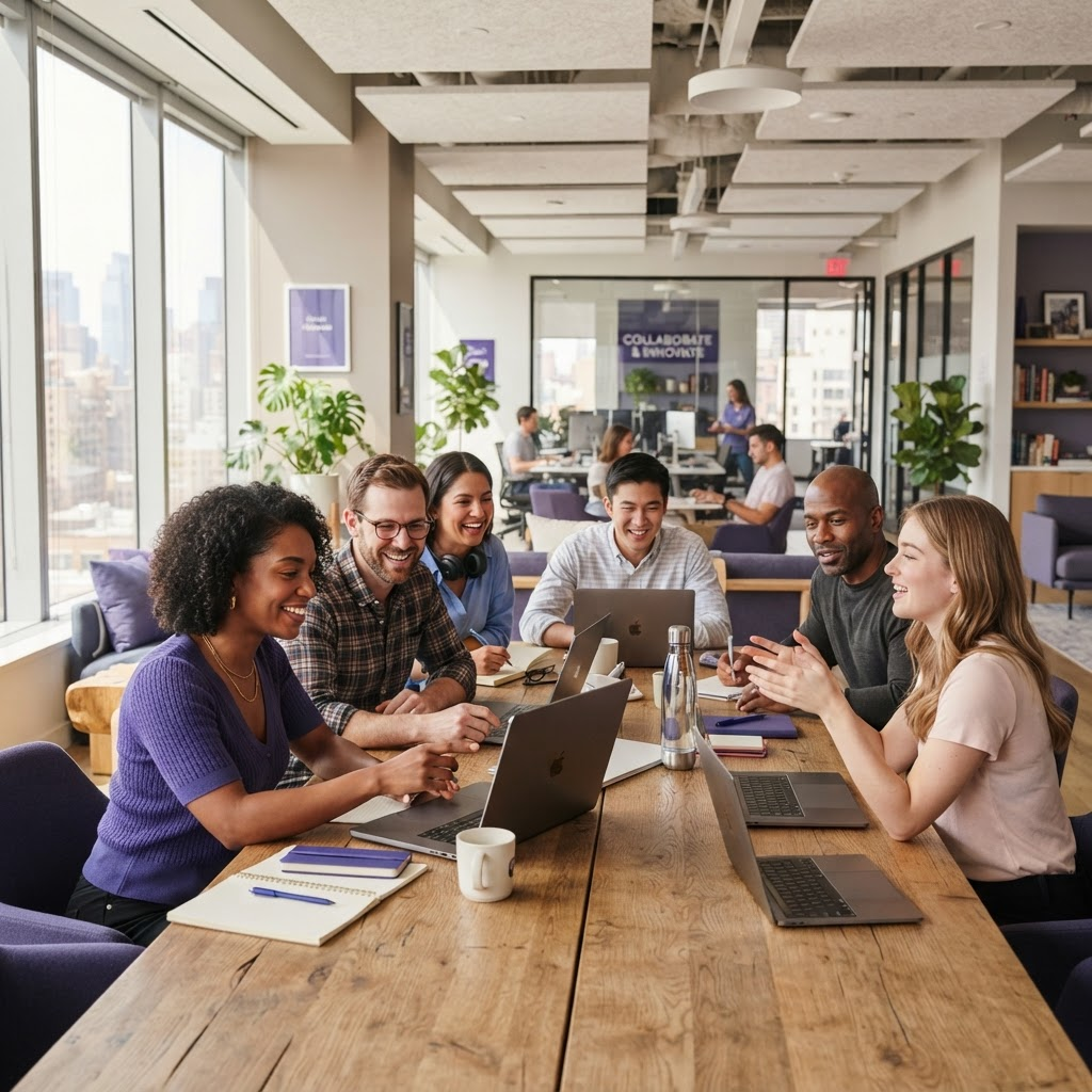 The Talentflow team collaborating in a modern office